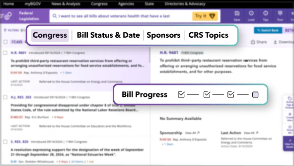 screenshot of Bloomberg Government